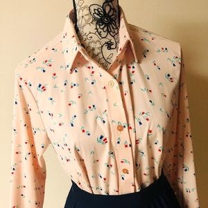 VTG Ladies soft pink floral blouse, sz L